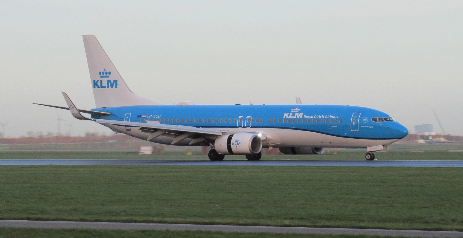 Een Boeing 737-800 van KLM op Schiphol